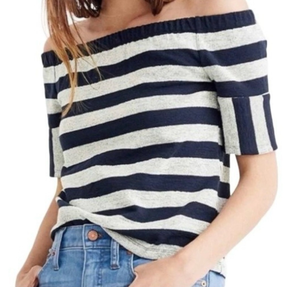 Madewell XS Striped Off-Shoulder Top